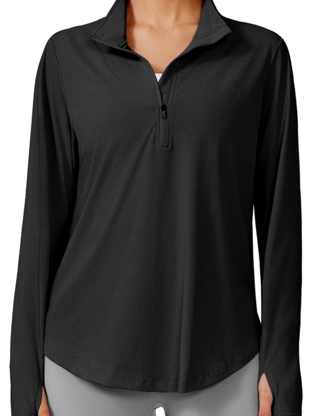 Women’s Black Half-Zip Long Sleeve Top